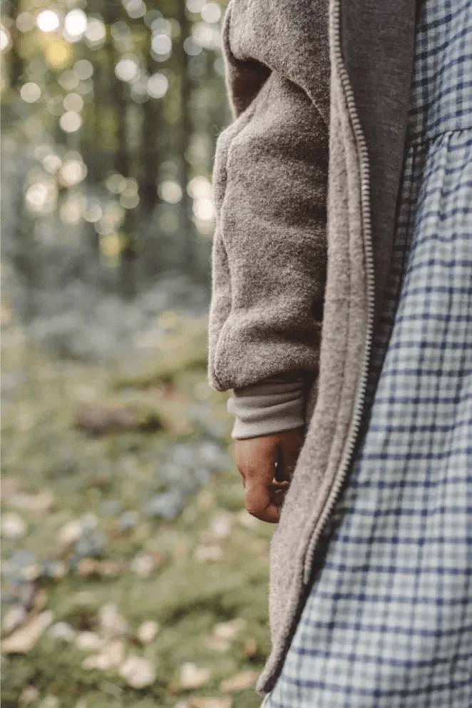 Oversizejacke aus Merino Kinder in Taupe