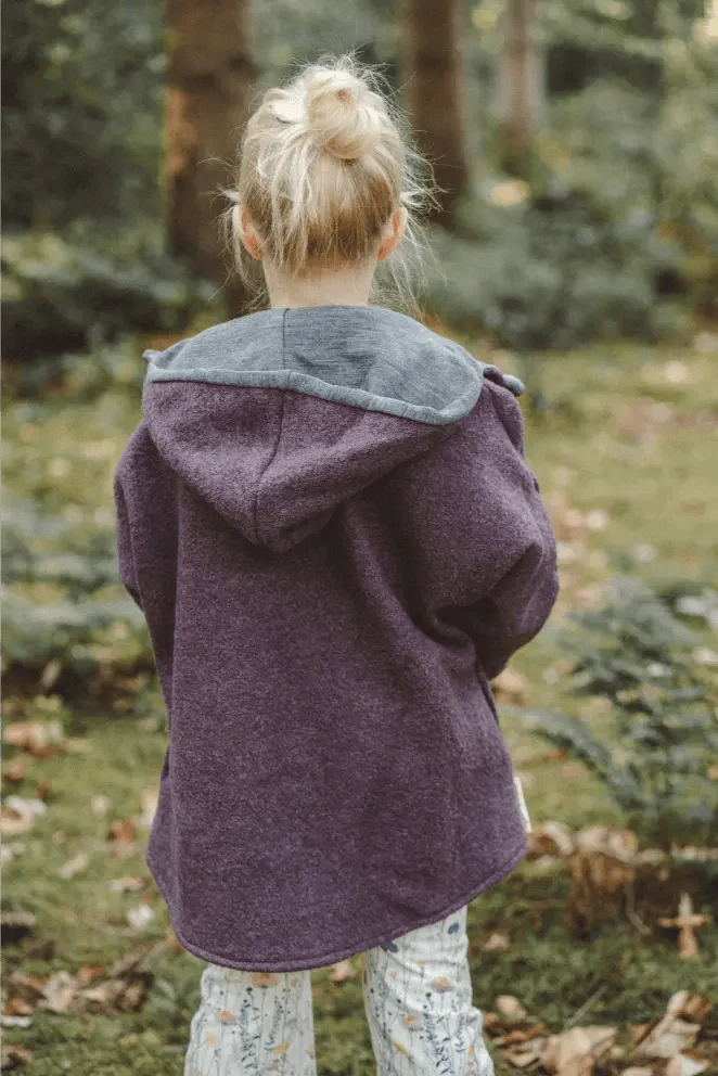 Oversizejacke aus Merino Kinder in Mauve