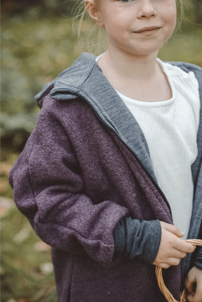 Oversizejacke aus Merino Kinder in Mauve