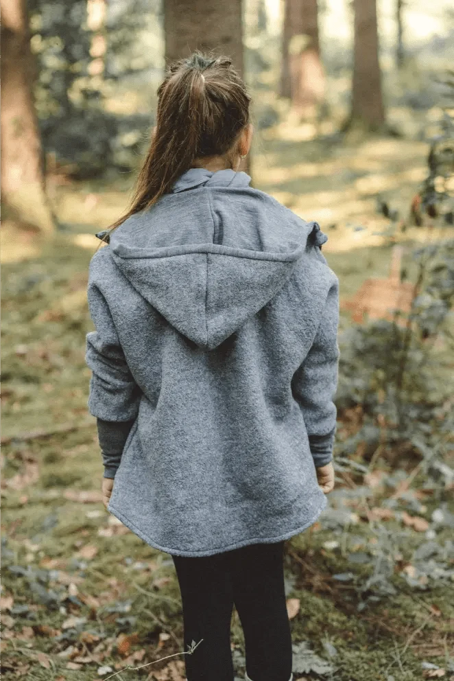 Oversizejacke aus Merino Kinder in Grau