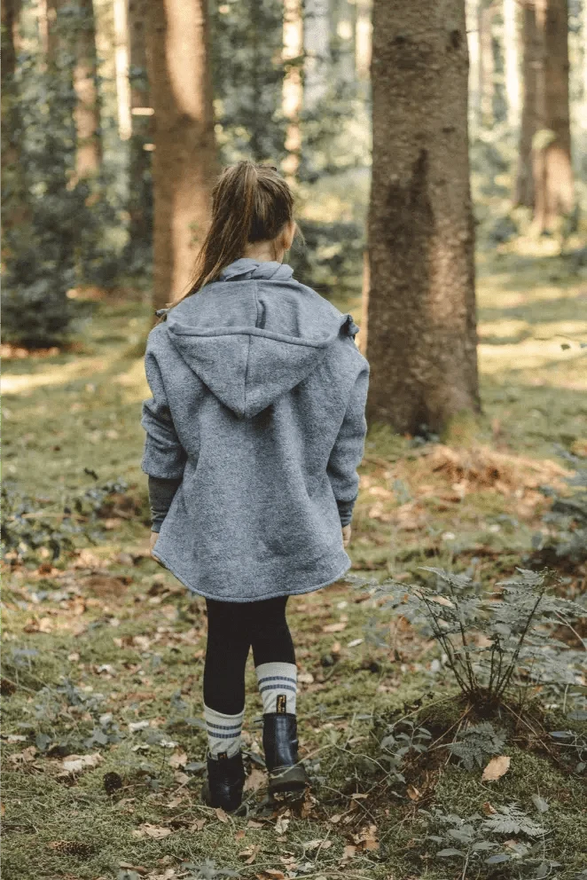 Oversizejacke aus Merino Kinder in Grau