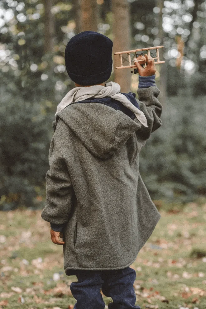 Oversizejacke aus Merino Kinder in Olive