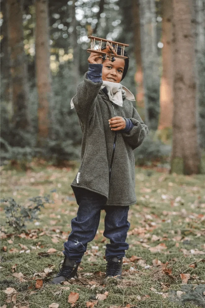 Oversizejacke aus Merino Kinder in Olive