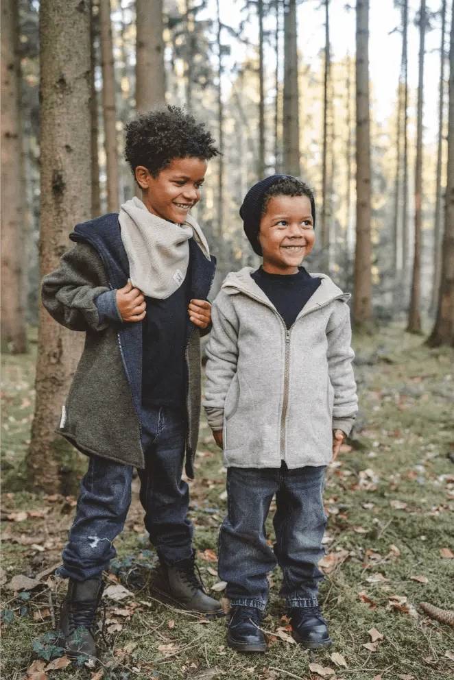 Oversizejacke aus Merino Kinder in Olive