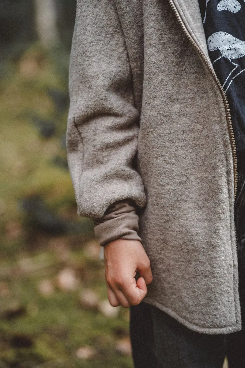 Oversizejacke aus Merino Kinder in Sand
