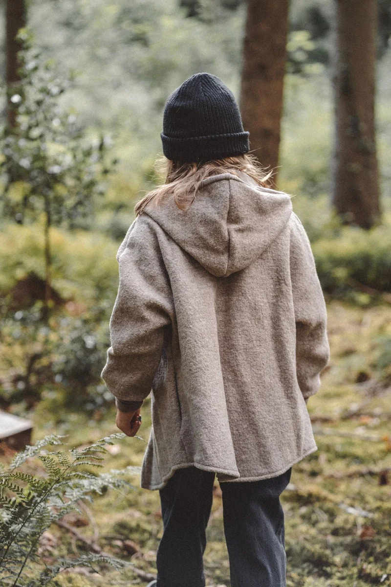 Oversizejacke aus Merino Kinder in Sand
