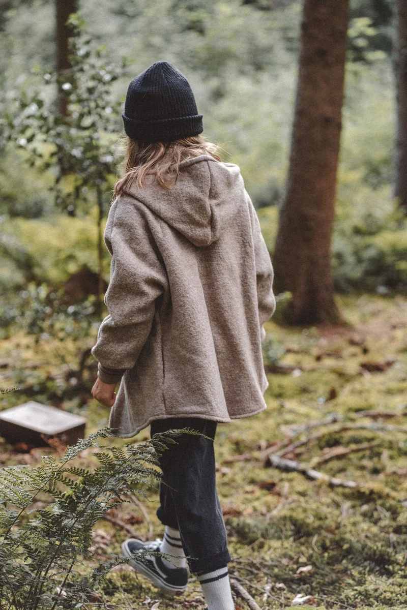 Oversizejacke aus Merino Kinder in Sand