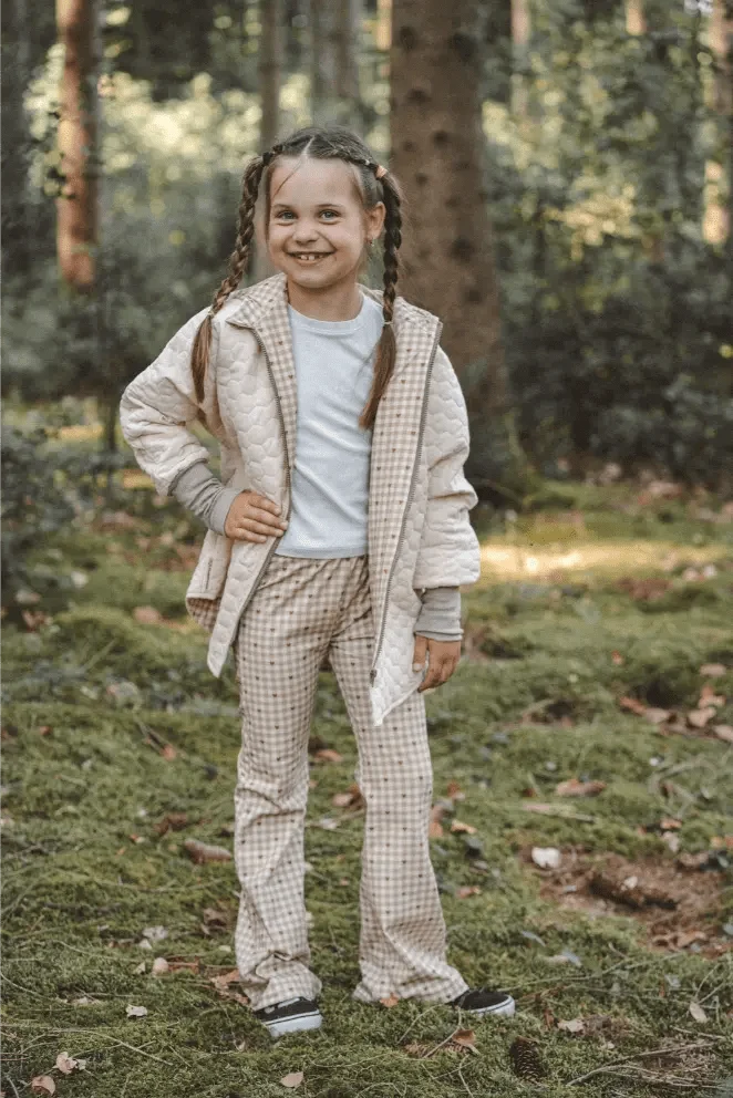 Steppjacke Kinder aus Baumwolle in Sand / Herzen Karo