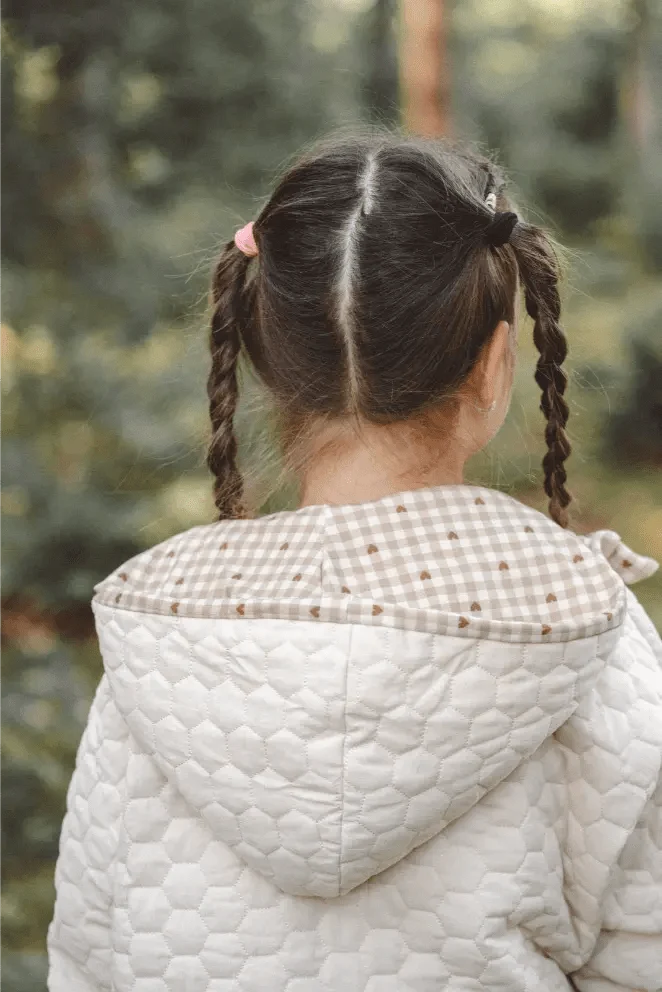 Steppjacke Kinder aus Baumwolle in Sand / Herzen Karo