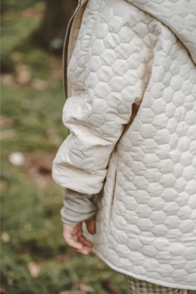 Steppjacke Kinder aus Baumwolle in Sand / Herzen Karo