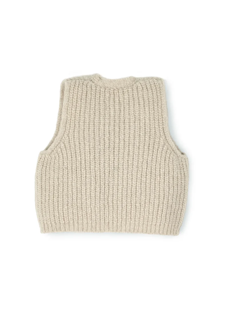 HALFEN Kinder Grobstrick Weste – Alpaka, Merino & Seide (Made in Germany)
