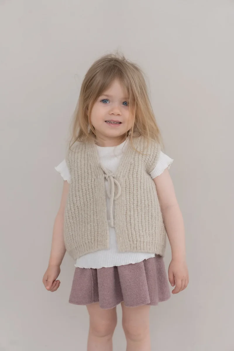 HALFEN Kinder Grobstrick Weste – Alpaka, Merino & Seide (Made in Germany)
