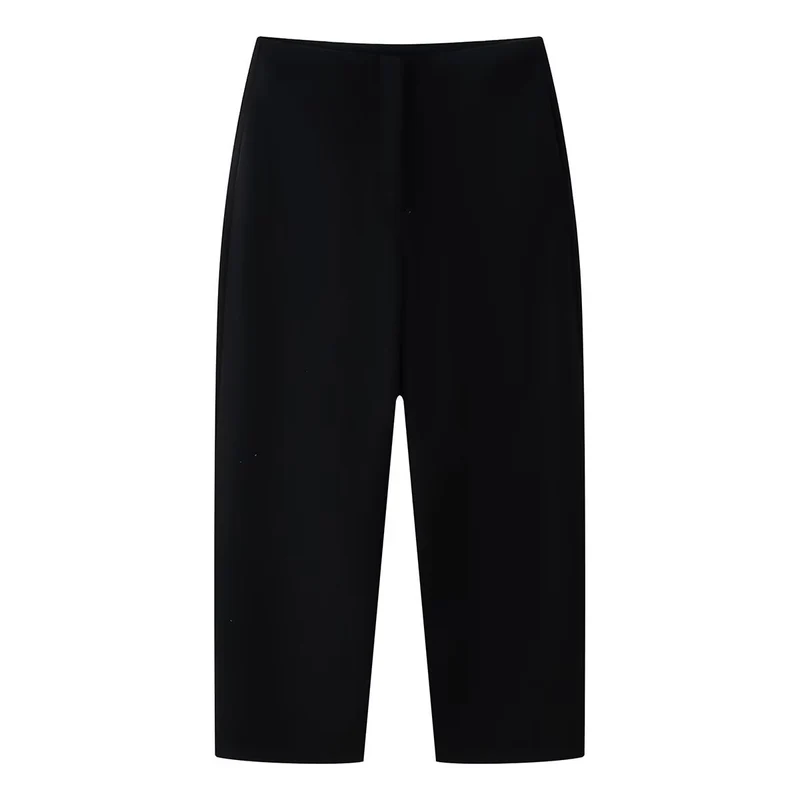 Damen Weite Cropped-Hose mit hoher Taille und elastischem Bund Drune