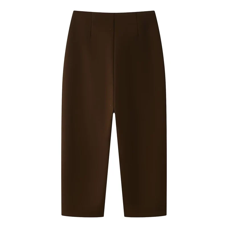 Damen Weite Cropped-Hose mit hoher Taille und elastischem Bund Drune