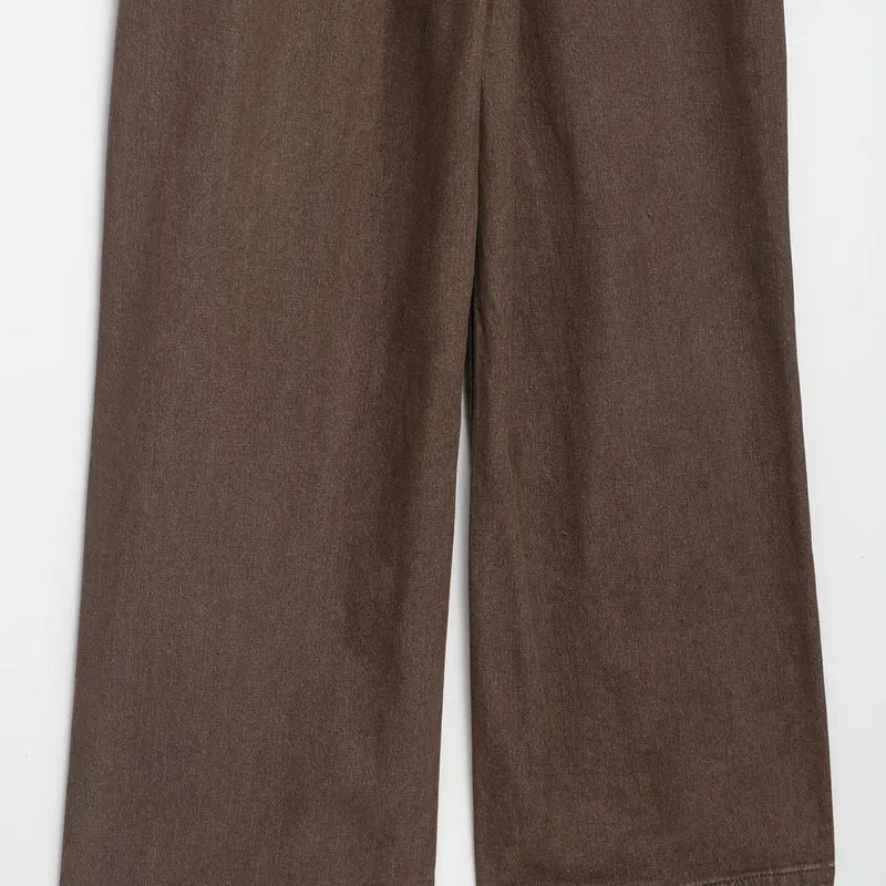 Damen Weicher Denim-Overall mit Hemdkragen, taillierendem Gürtel und weitem Bein Drune
