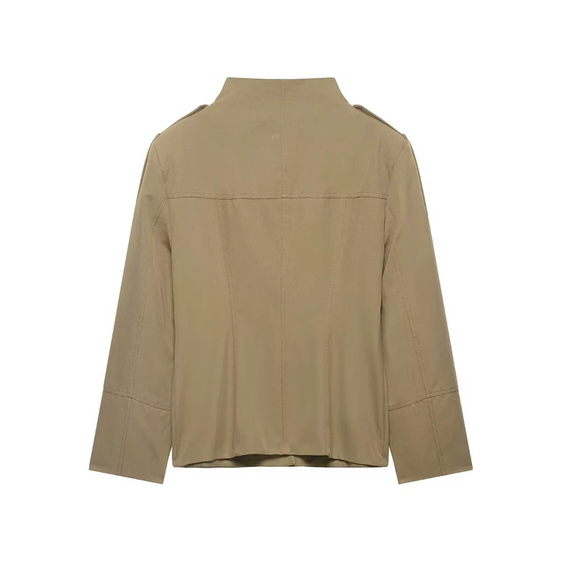 Damen Utility-Safarijacke mit Stehkragen, aufgesetzten Klappentaschen und Epauletten Drune