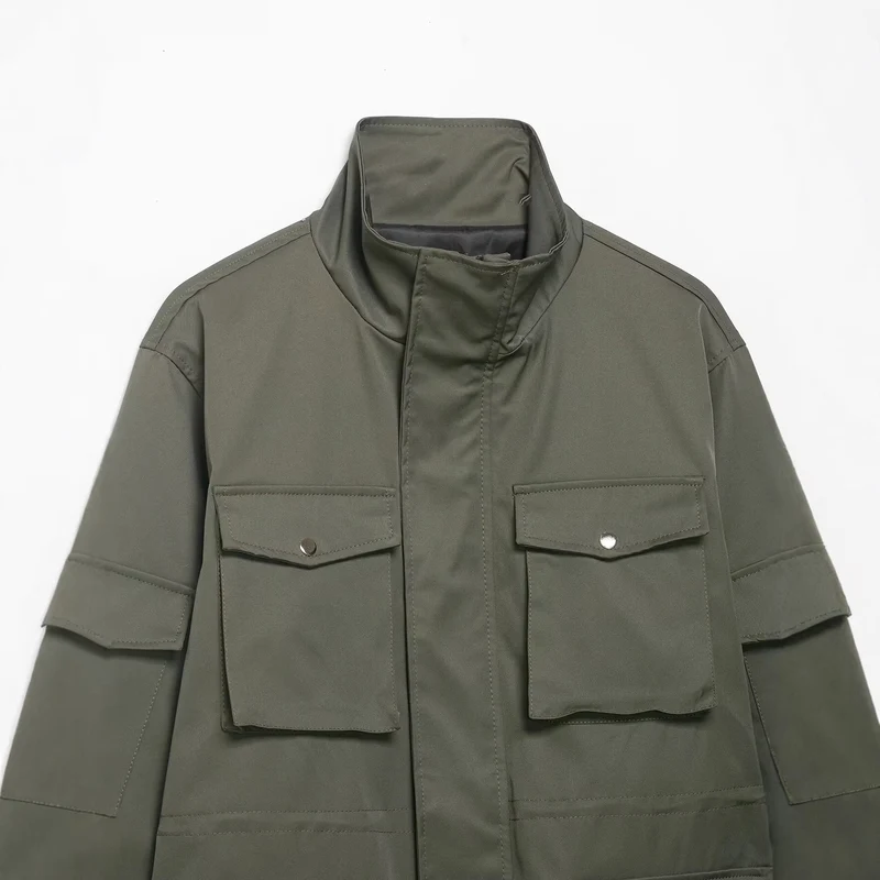 Damen Utility-Parka mit Stehkragen, vierfachen Pattentaschen und oversized Schnitt Drune
