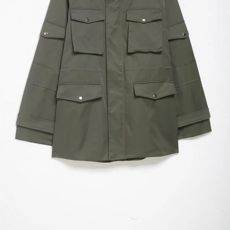 Damen Utility-Parka mit Stehkragen, vierfachen Pattentaschen und oversized Schnitt Drune