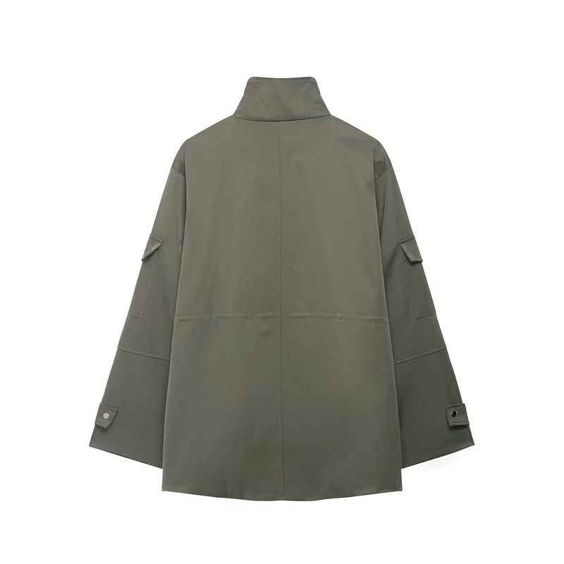 Damen Utility-Parka mit Stehkragen, vierfachen Pattentaschen und oversized Schnitt Drune
