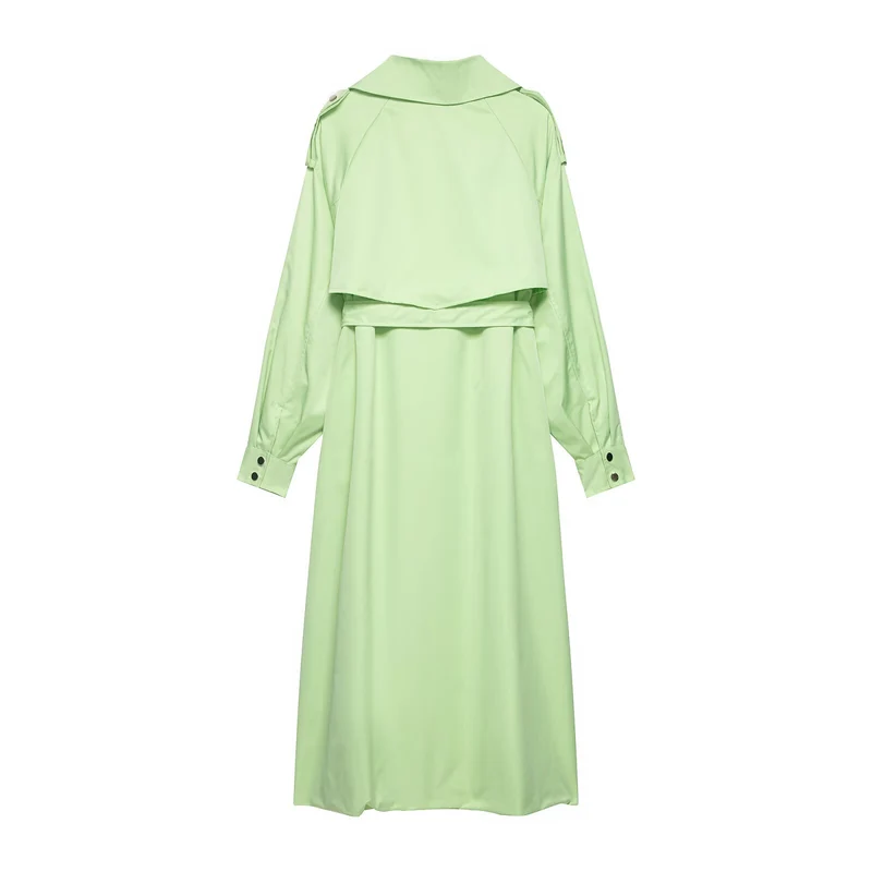 Damen Trenchcoat mit Taillengürtel, Schulterklappen und weitem Wasserfall-Revers Drune