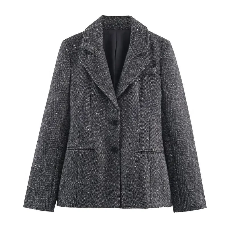 Damen Taillierter Tweed-Blazer mit Teilungsnähten und feiner Wollstruktur Drune