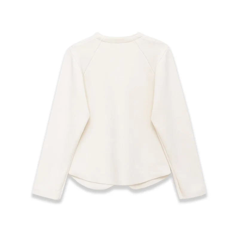 Damen Taillierter Rippstrick-Blazer-Cardigan mit V‑Ausschnitt und Zierknöpfen Drune