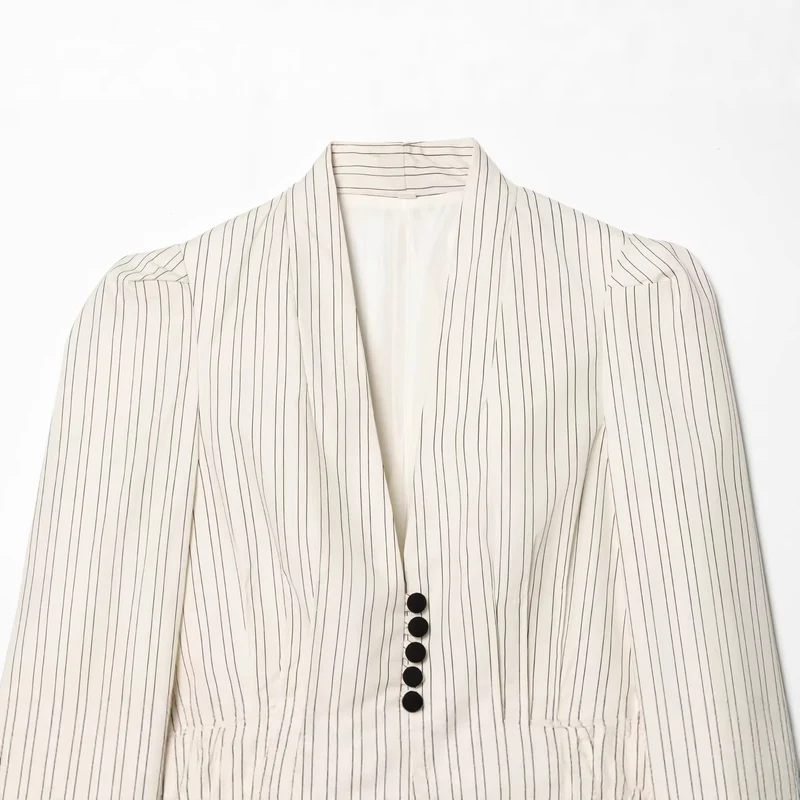 Damen Taillierter Nadelstreifen-Blazer mit Schalkragen und Schößchen Drune