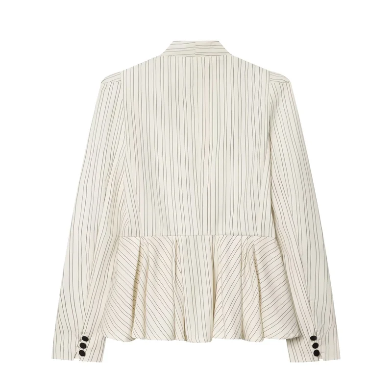 Damen Taillierter Nadelstreifen-Blazer mit Schalkragen und Schößchen Drune