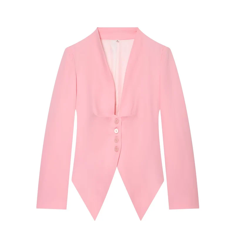 Damen Taillierter Cropped-Blazer mit spitzem Zipfelsaum und tiefem V-Ausschnitt Drune