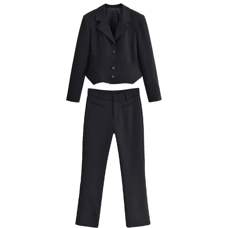 Damen Taillierter Cropped-Blazer mit Prinzessnähten und 5-Knopfreihe Drune