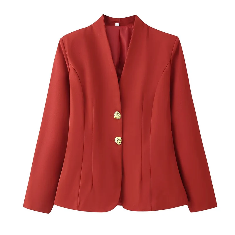 Damen Taillierter Blazer mit V‑Ausschnitt, nahtfeiner Silhouette und Zierknöpfen Drune