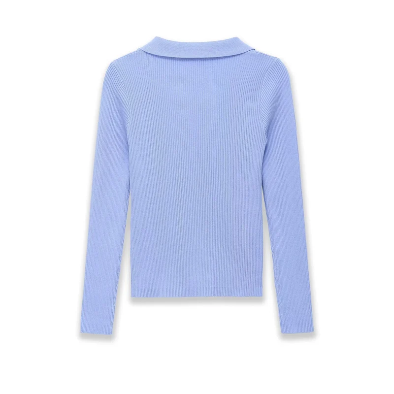Damen Strickcardigan mit Rippenstruktur und Polokragen Drune