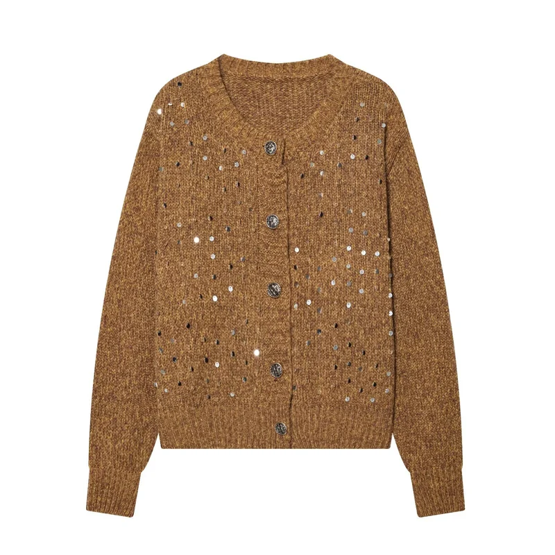 Damen Strickcardigan mit Pailletten und Zierknöpfen Drune