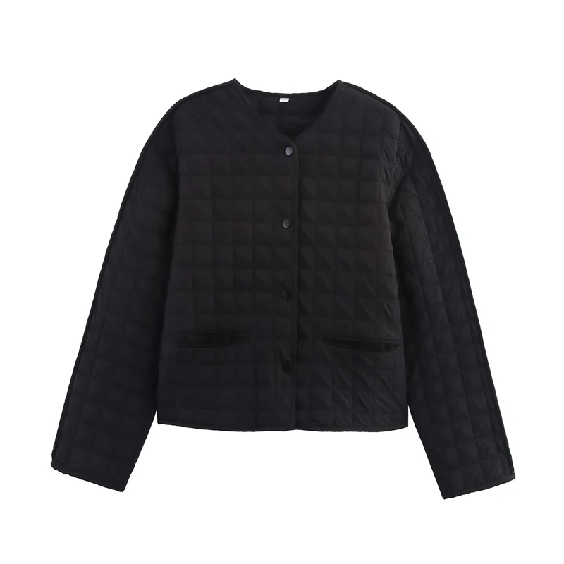 Damen Steppjacke mit Rundhalsausschnitt, leichter Wattierung und Leistentaschen Drune