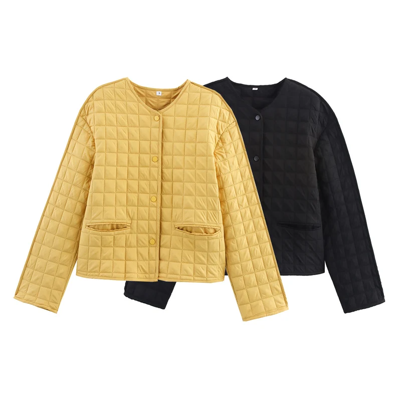 Damen Steppjacke mit Rundhalsausschnitt, leichter Wattierung und Leistentaschen Drune