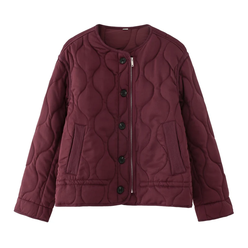 Damen Steppjacke mit rundem Steppmuster, Rundhals und Zwei-Wege-Reißverschluss Drune