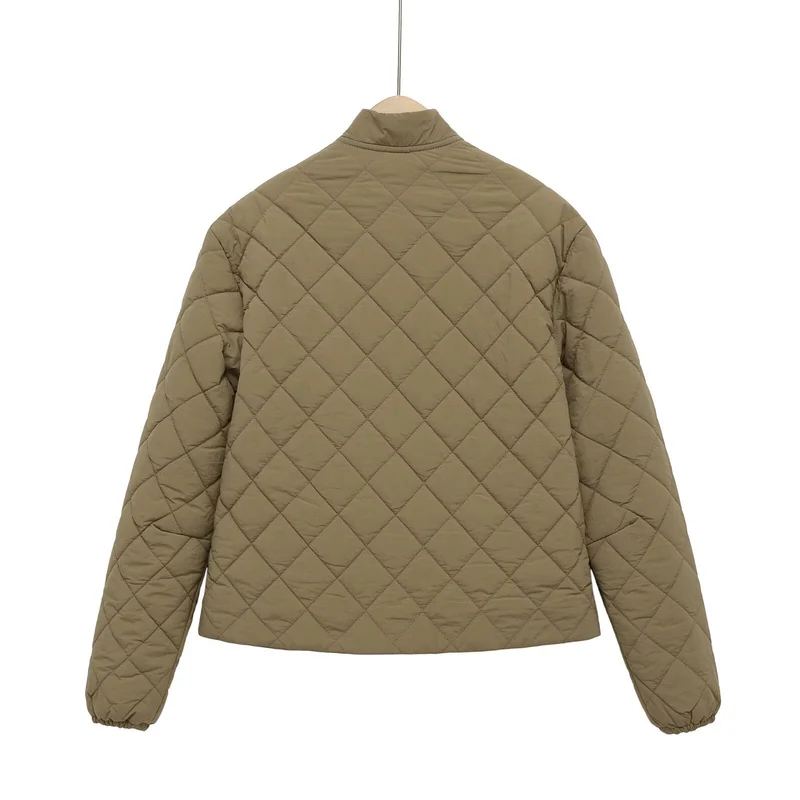 Damen Steppjacke mit Karomuster, kurzem Boxy‑Schnitt und Pattentaschen Drune