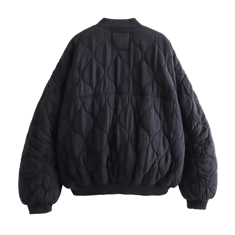 Damen Stepp-Bomberjacke mit Oversize-Silhouette, gerippten Bündchen und Pattentaschen Drune