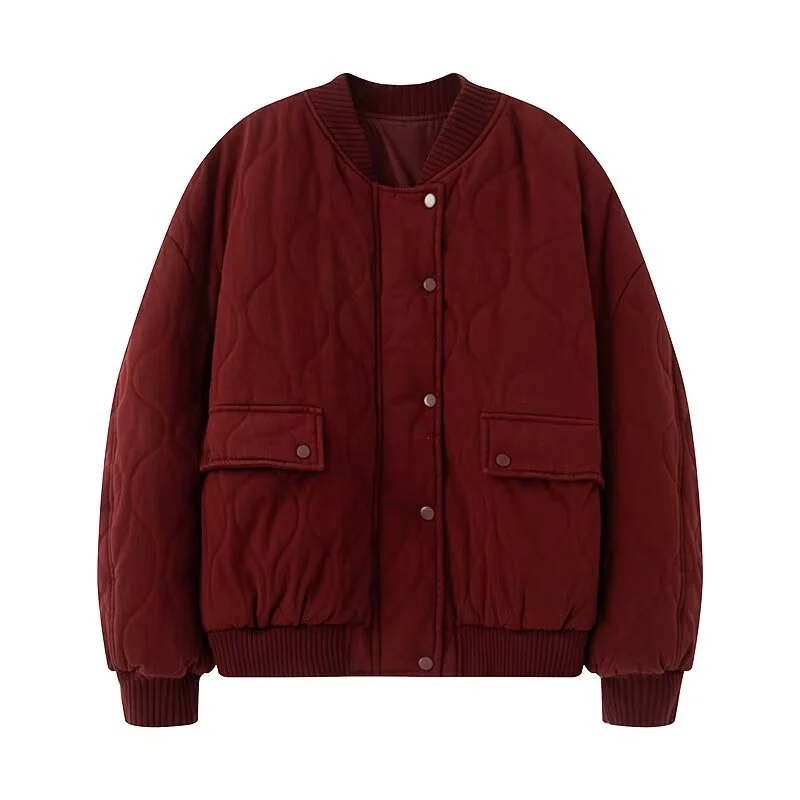 Damen Stepp-Bomberjacke mit Oversize-Silhouette, gerippten Bündchen und Pattentaschen Drune