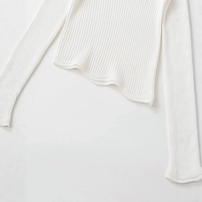 Damen Rippstrick-Longsleeve mit asymmetrischem Wellensaum Drune