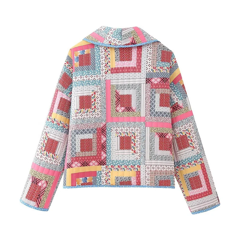 Damen Patchwork-Kimono-Jacke mit lockerer Cropped-Silhouette Drune