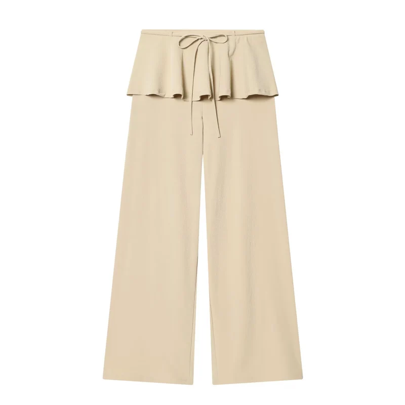 Damen Palazzo-Hose mit Volant-Taille und Tunnelzug Drune