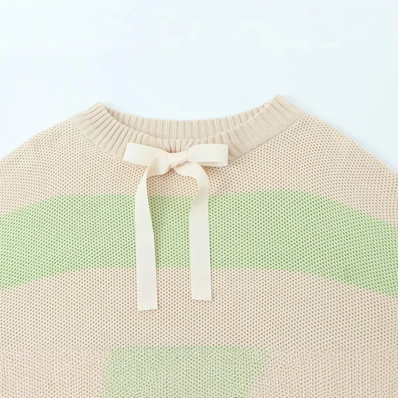 Damen Oversized Off-Shoulder-Pullover mit Carmenkragen, Waffelstrick und Zierbändern Drune
