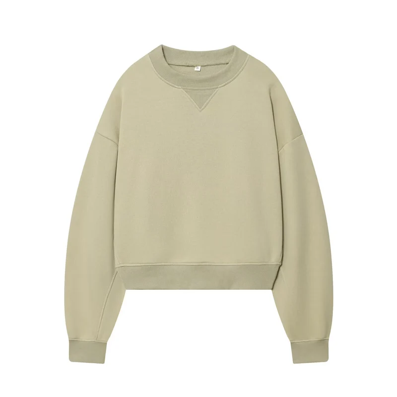 Damen Oversized kurzgeschnittenes Sweatshirt mit geripptem Halsausschnitt Drune