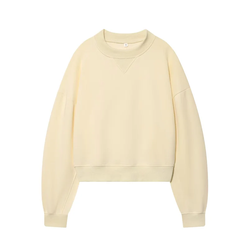 Damen Oversized kurzgeschnittenes Sweatshirt mit geripptem Halsausschnitt Drune