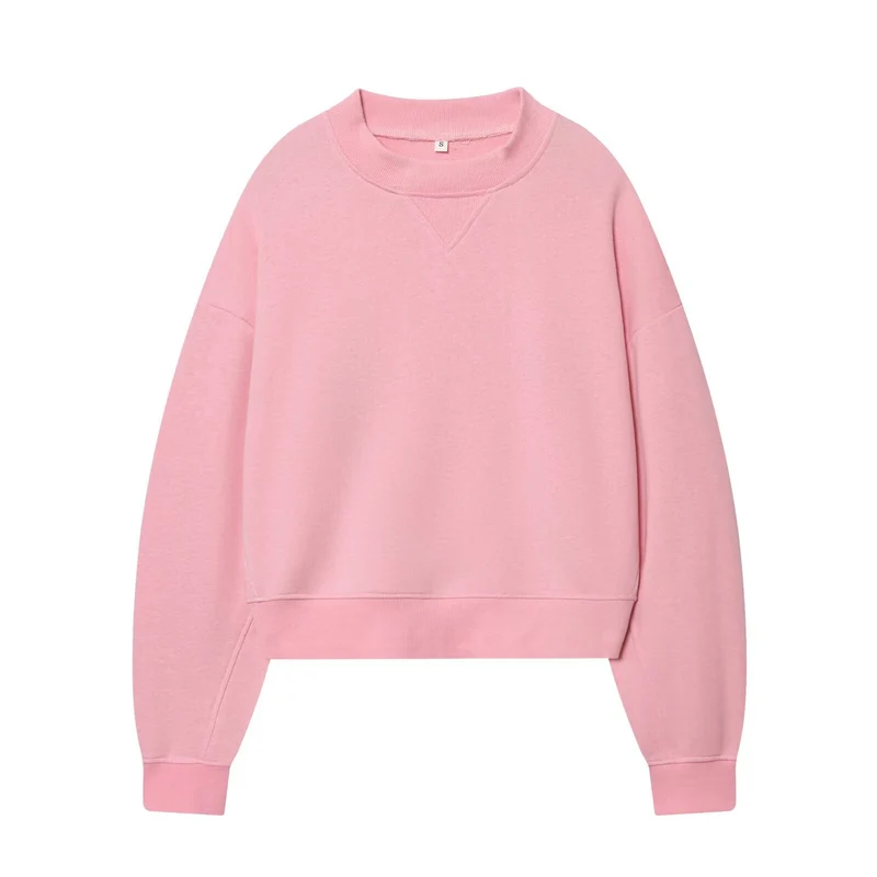 Damen Oversized kurzgeschnittenes Sweatshirt mit geripptem Halsausschnitt Drune