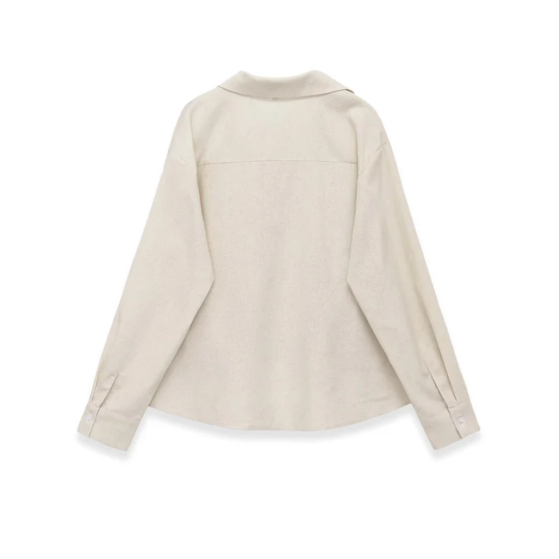 Damen Oversized-Bluse mit tiefem V-Ausschnitt und tailliertem Drapierungseinsatz Drune
