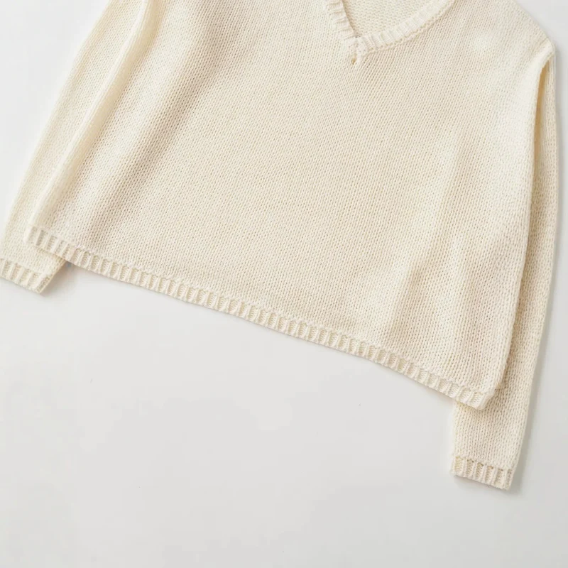 Damen Oversize V-Ausschnitt Grobstrickpullover Drune