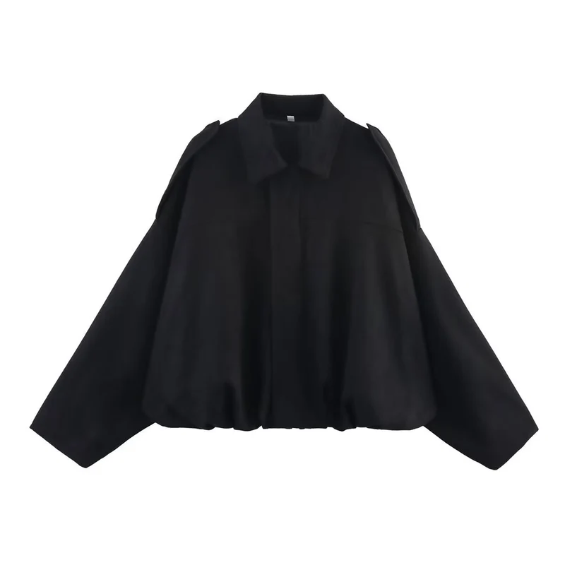 Damen Oversize-Suedejacke mit Schulterklappen, verdeckter Knopfleiste und elastischem Saum Drune