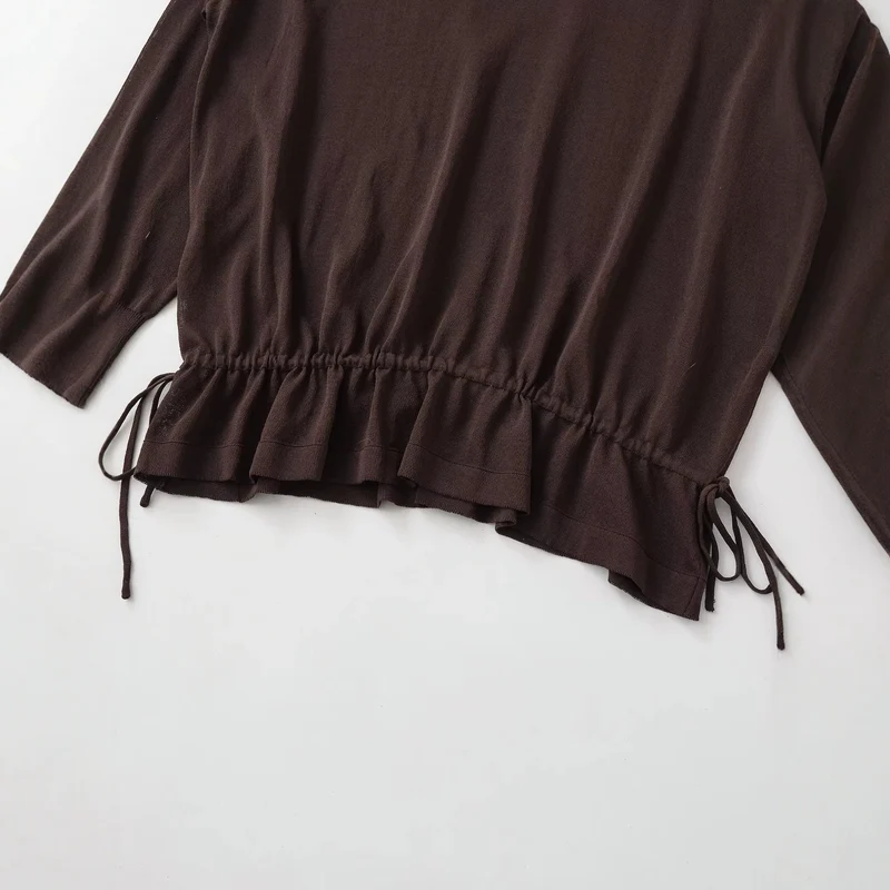 Damen Oversize-Pullover mit Polokragen, V-Ausschnitt und Tunnelzug Drune